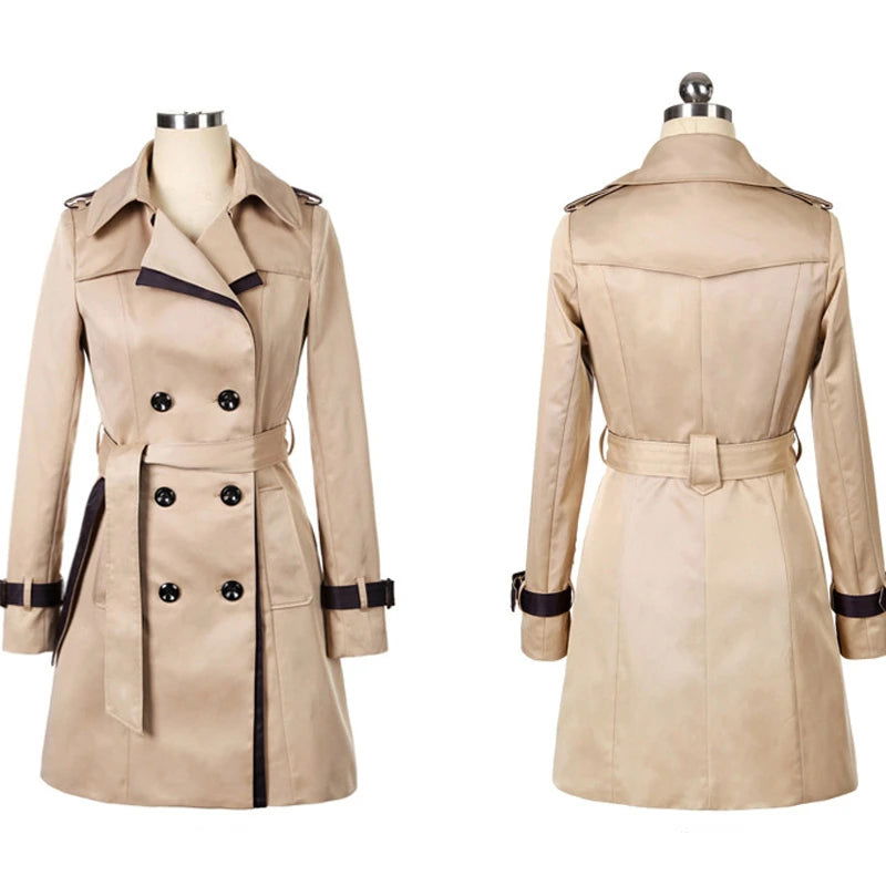 Trench Coat For Women 2022 Autumn Casual Double Breasted Female Long Trench Coats Plus Size Casaco Feminino Ladies Windbreaker - Fashionqueene.com-trench coat