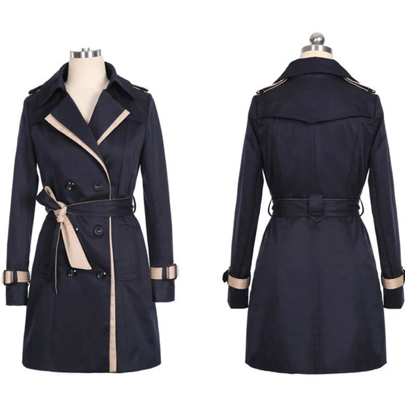 Trench Coat For Women 2022 Autumn Casual Double Breasted Female Long Trench Coats Plus Size Casaco Feminino Ladies Windbreaker - Fashionqueene.com-trench coat