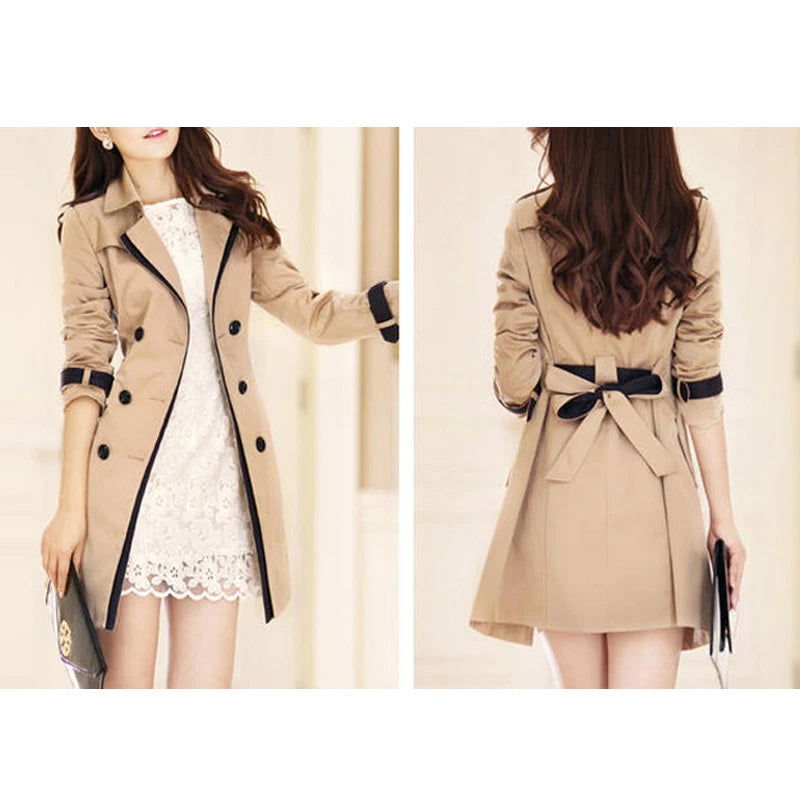 Trench Coat For Women 2022 Autumn Casual Double Breasted Female Long Trench Coats Plus Size Casaco Feminino Ladies Windbreaker - Fashionqueene.com-trench coat