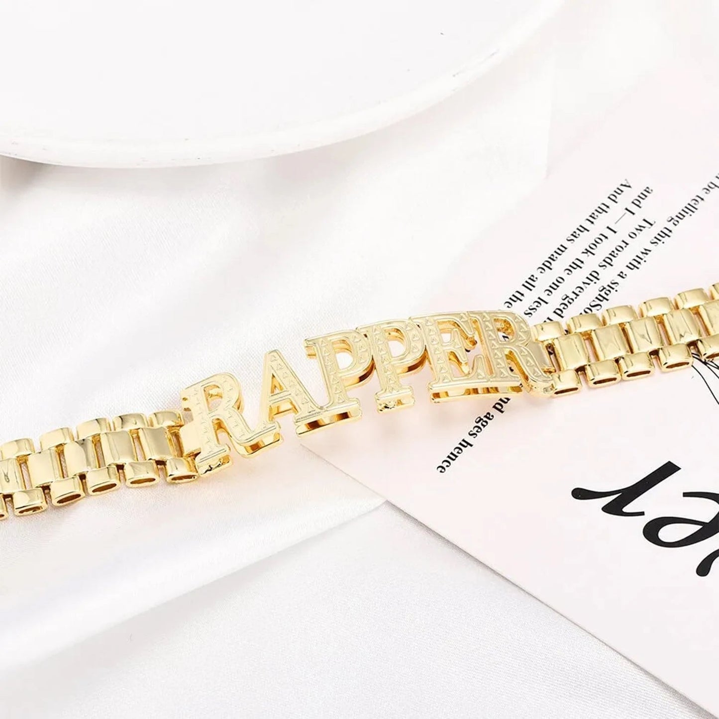 Two Tone Gold Personalized Name Bracelet 3D Custom Name Stainless Steel Jewelry Double Layer Watch Band Chain Gift - Fashionqueene.com-name bracelet