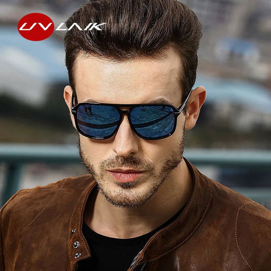 UVLAIK Rectangle Polarized Sunglasses Men Oversized Mirror Driving Sun Glasses Brand Designer Driver Sunglass UV400 Goggles - Fashionqueene.com-rectangle sunglasses