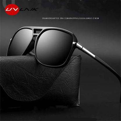 UVLAIK Rectangle Polarized Sunglasses Men Oversized Mirror Driving Sun Glasses Brand Designer Driver Sunglass UV400 Goggles - Fashionqueene.com-rectangle sunglasses