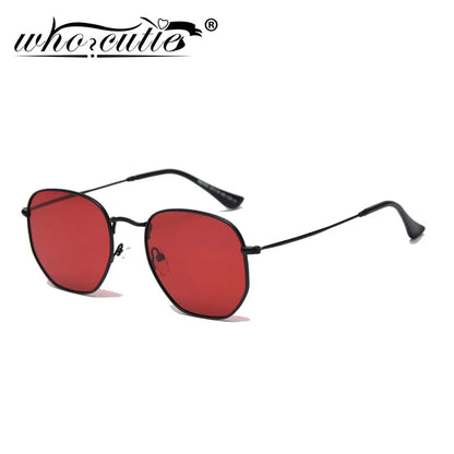 Update XL Hexagon Polarized Sunglasses Men Women Brand Design Retro Flat Top Red Lens Metal Frame Sun Glasses Shades Female S459 - Fashionqueene.com-hexagon