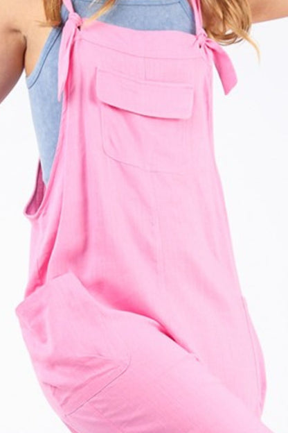 VERY J Knot Strap Jumpsuit with Pockets - Fashionqueene.com-VERY J Knot Strap Jumpsuit with Pockets