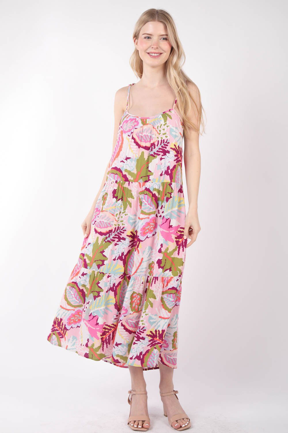 VERY J Tropical Printed Cami Midi Dress - Fashionqueene.com-VERY J Tropical Printed Cami Midi Dress