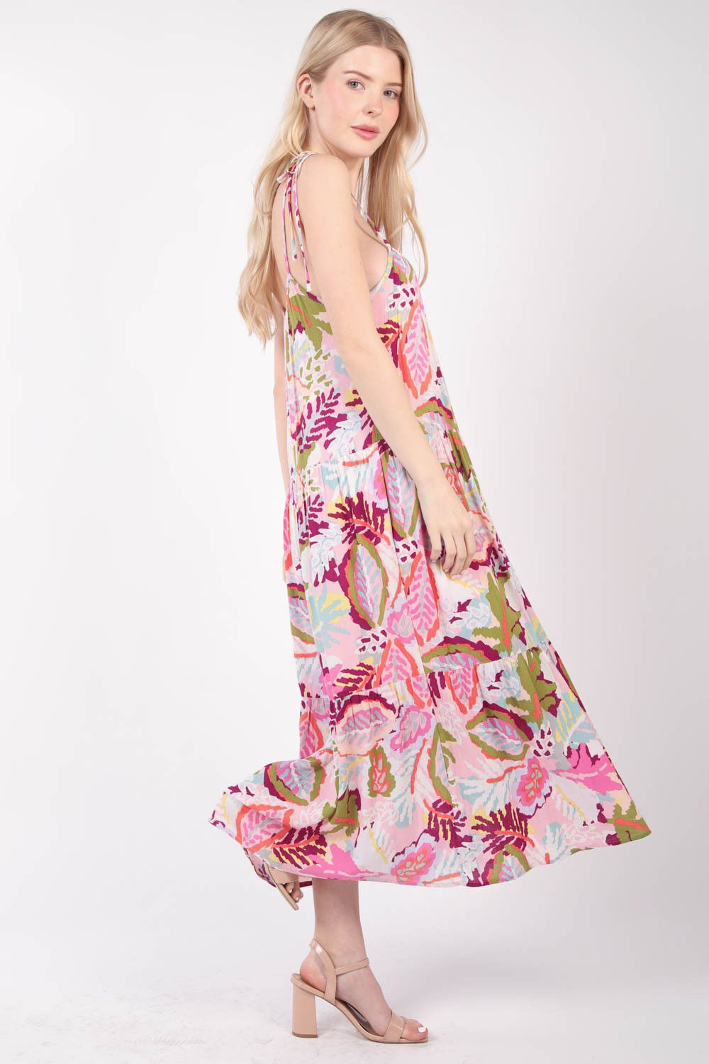 VERY J Tropical Printed Cami Midi Dress - Fashionqueene.com-VERY J Tropical Printed Cami Midi Dress