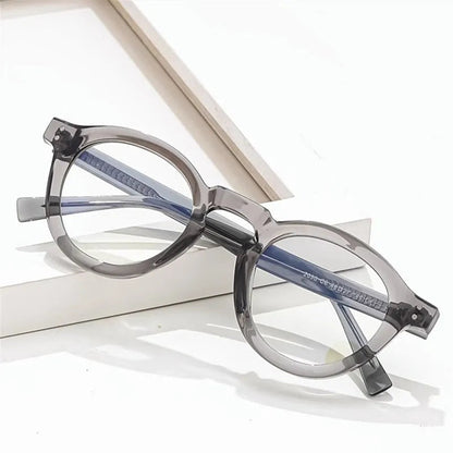 Vintage Round Glasses Woman Man Transparent Anti Blue Light Computer Eyewear Clear Lens Retro Metal Eyeglasses Frame - Fashionqueene.com-computer eyewear