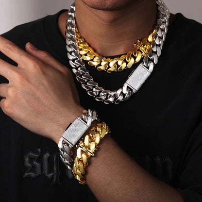 Wholesale Hip Hop Jewelry 20mm Luxury 18K Real Gold Plated Custom Solid Cuban Miami Cuban Link Chain Necklace For Men New Arriva - Fashionqueene.com-cuban necklace