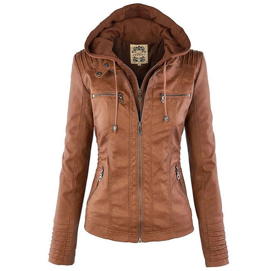 Winter Faux Leather Jacket Women Casual Basic Coats 2022 Ladies Basic Jackets Waterproof Windproof Coats Female Ropa de Mujer - Fashionqueene.com-leather jacket