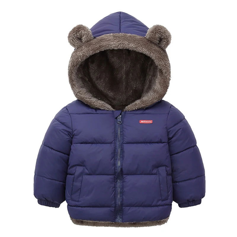 Winter Kids Thicken Jackets For Girls Coats Boys Jackets Plus Cashmere Jackets Toddler Hooded Outerwear Infant Children Clothes - Fashionqueene.com-toddler coat