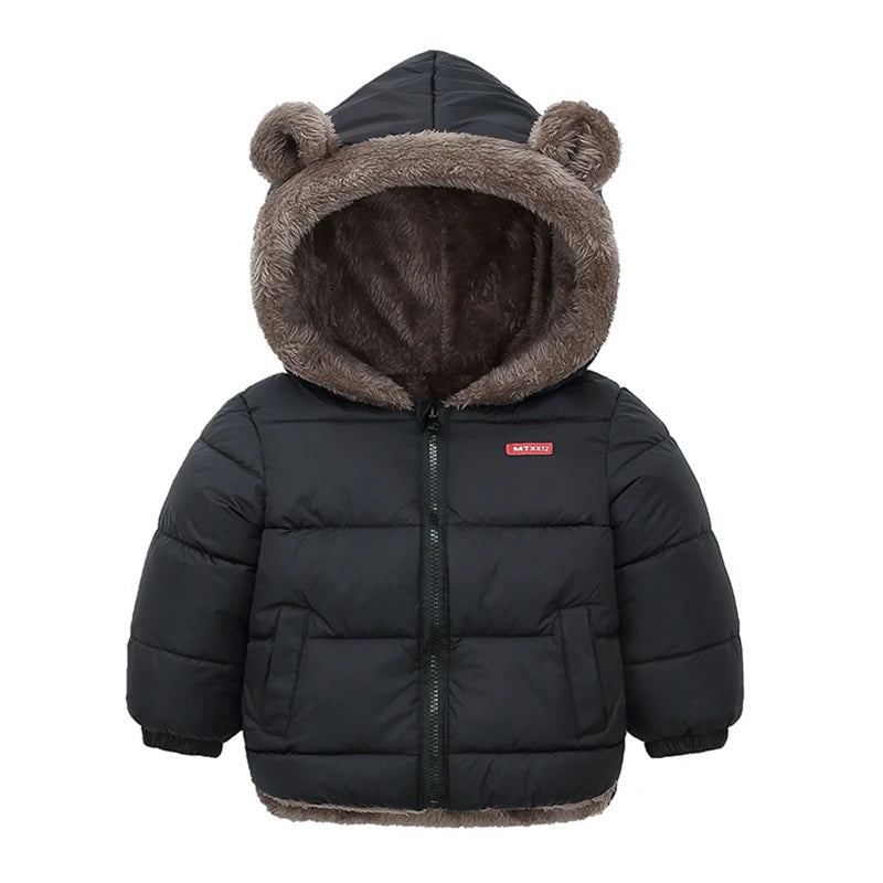 Winter Kids Thicken Jackets For Girls Coats Boys Jackets Plus Cashmere Jackets Toddler Hooded Outerwear Infant Children Clothes - Fashionqueene.com-toddler coat