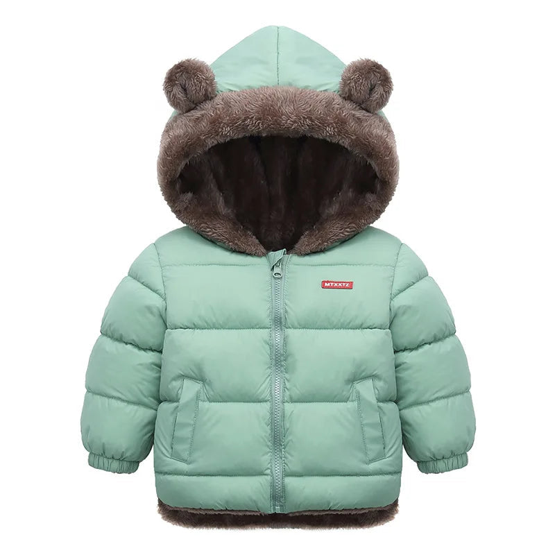 Winter Kids Thicken Jackets For Girls Coats Boys Jackets Plus Cashmere Jackets Toddler Hooded Outerwear Infant Children Clothes - Fashionqueene.com-toddler coat