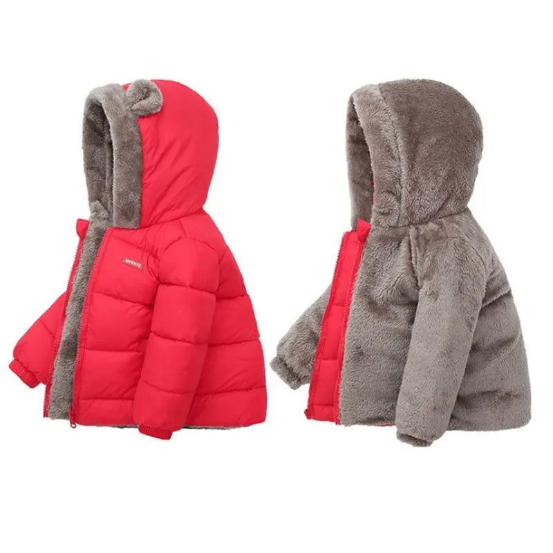 Winter Kids Thicken Jackets For Girls Coats Boys Jackets Plus Cashmere Jackets Toddler Hooded Outerwear Infant Children Clothes - Fashionqueene.com-toddler coat