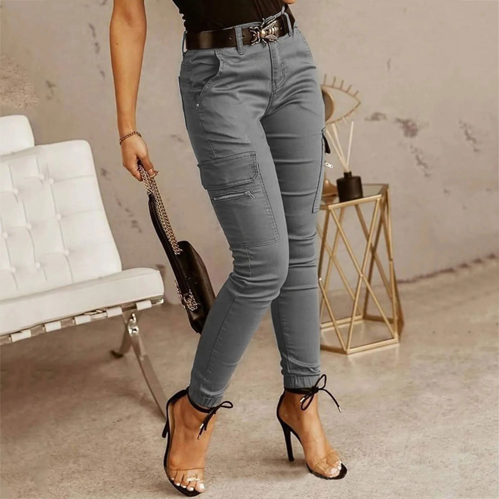 Women Cargo Pants With Pockets Sweatpants Streetwear - Fashionqueene.com-ladies pants