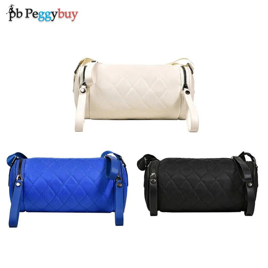 Women Diamond Lattice Leather Cylinder Pillow Bag Crossbody Handbag Casual Bags Underarm Bags for Small Purse - Fashionqueene.com-lattice cylinder bag