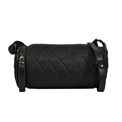 Women Diamond Lattice Leather Cylinder Pillow Bag Crossbody Handbag Casual Bags Underarm Bags for Small Purse - Fashionqueene.com-lattice cylinder bag