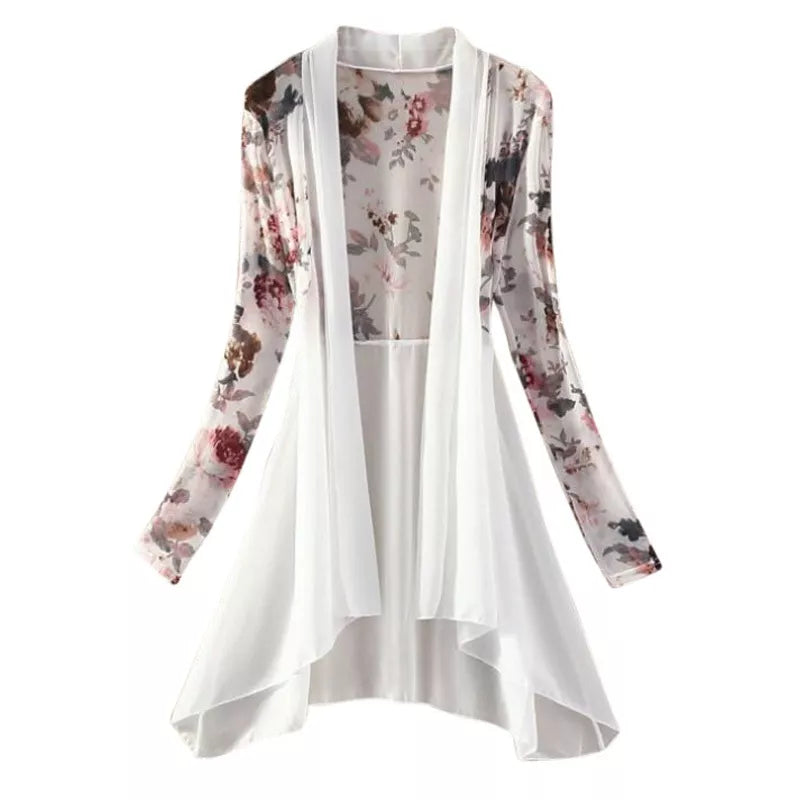 Women Kimono Vest Long Chiffon Ladies Shirts - Fashionqueene.com-kimono