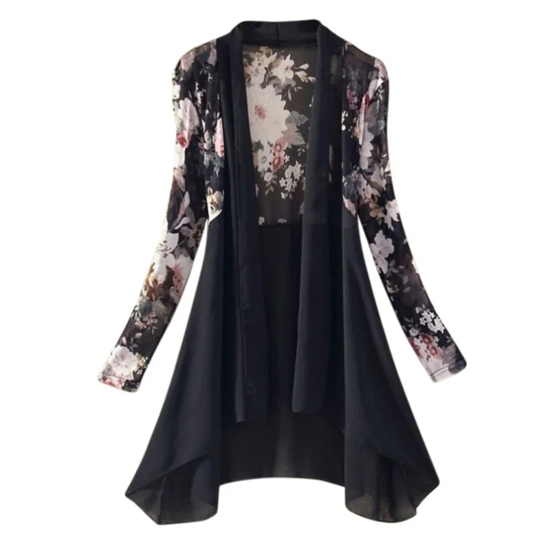 Women Kimono Vest Long Chiffon Ladies Shirts - Fashionqueene.com-kimono