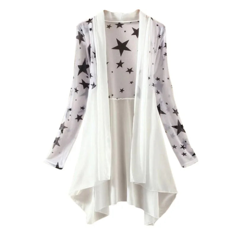 Women Kimono Vest Long Chiffon Ladies Shirts - Fashionqueene.com-kimono