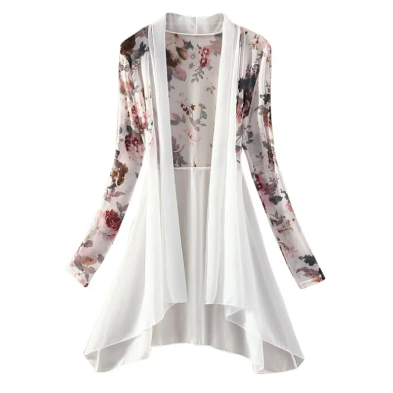 Women Kimono Vest Long Chiffon Ladies Shirts - Fashionqueene.com-kimono