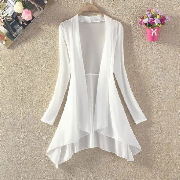 Women Kimono Vest Long Chiffon Ladies Shirts - Fashionqueene.com-kimono