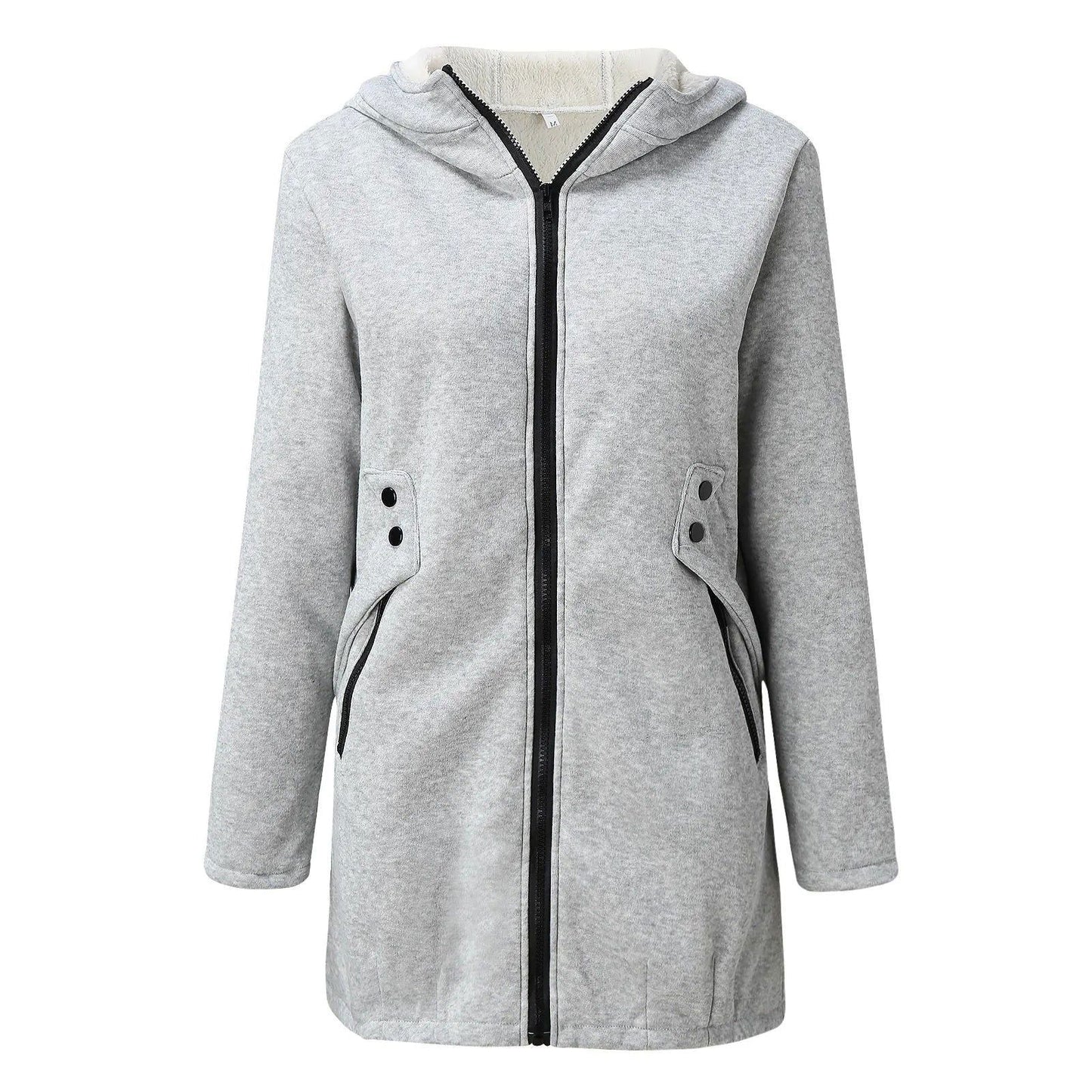 Women Warm Jacket Thicken Fleece Plus Size - Fashionqueene.com-2023 Winter Women Warm Jacket Thicken Fleece Warm Outwear Ladies Hooded Coat High Street Parka Jackets Overcoat Plus Size