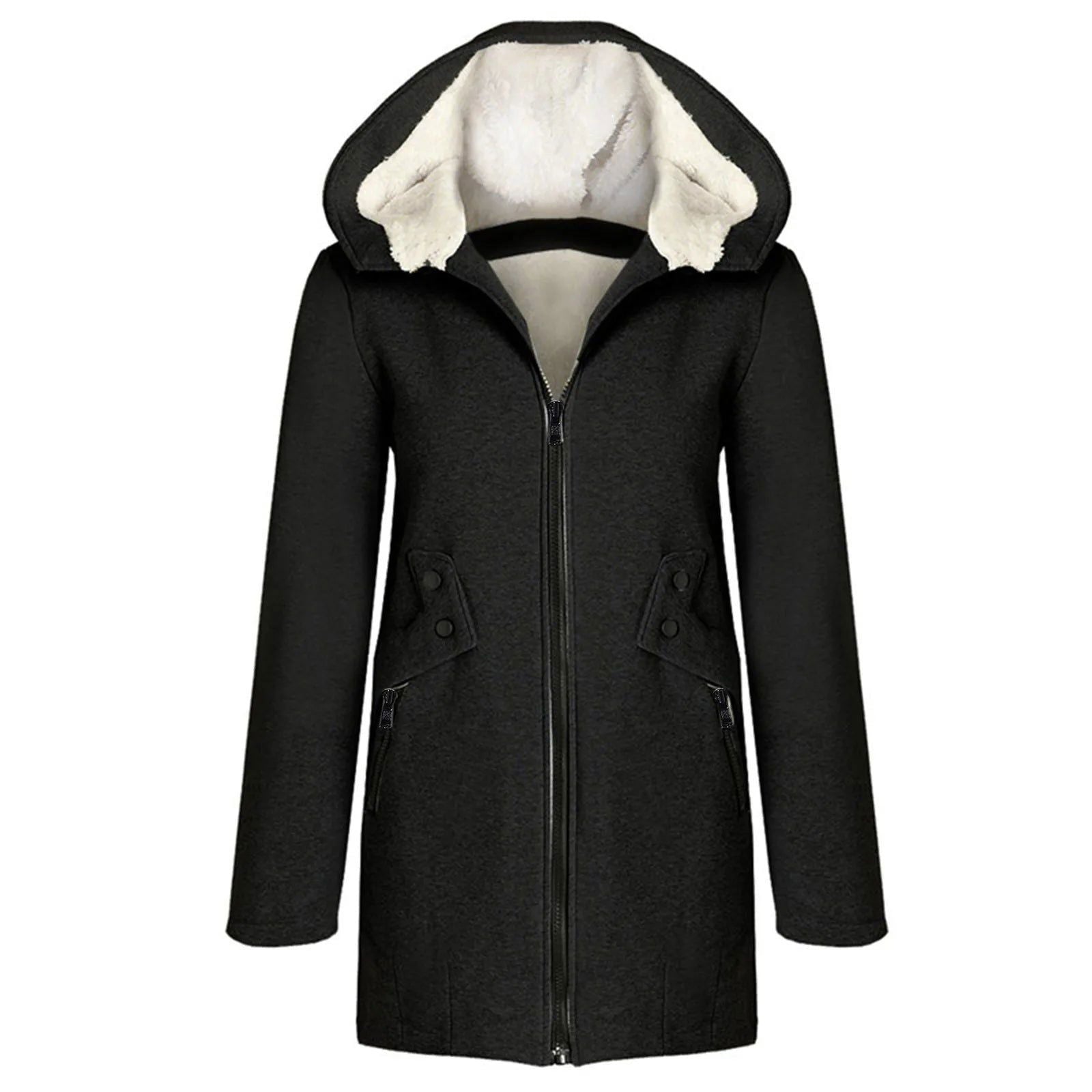 Women Warm Jacket Thicken Fleece Plus Size - Fashionqueene.com-2023 Winter Women Warm Jacket Thicken Fleece Warm Outwear Ladies Hooded Coat High Street Parka Jackets Overcoat Plus Size