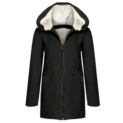 Women Warm Jacket Thicken Fleece Plus Size - Fashionqueene.com-2023 Winter Women Warm Jacket Thicken Fleece Warm Outwear Ladies Hooded Coat High Street Parka Jackets Overcoat Plus Size