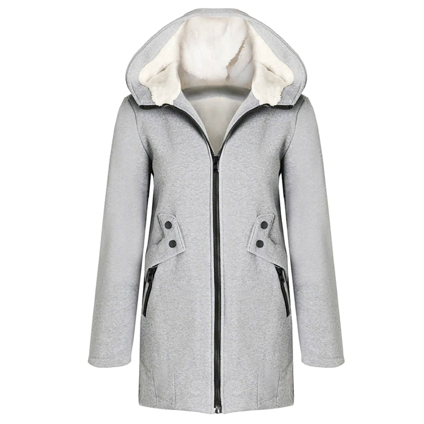 Women Warm Jacket Thicken Fleece Plus Size - Fashionqueene.com-2023 Winter Women Warm Jacket Thicken Fleece Warm Outwear Ladies Hooded Coat High Street Parka Jackets Overcoat Plus Size