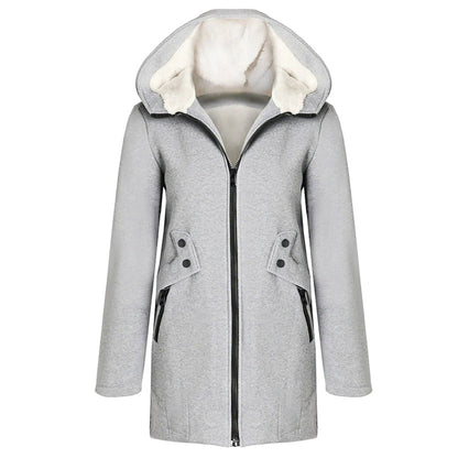 Women Warm Jacket Thicken Fleece Plus Size - Fashionqueene.com-2023 Winter Women Warm Jacket Thicken Fleece Warm Outwear Ladies Hooded Coat High Street Parka Jackets Overcoat Plus Size