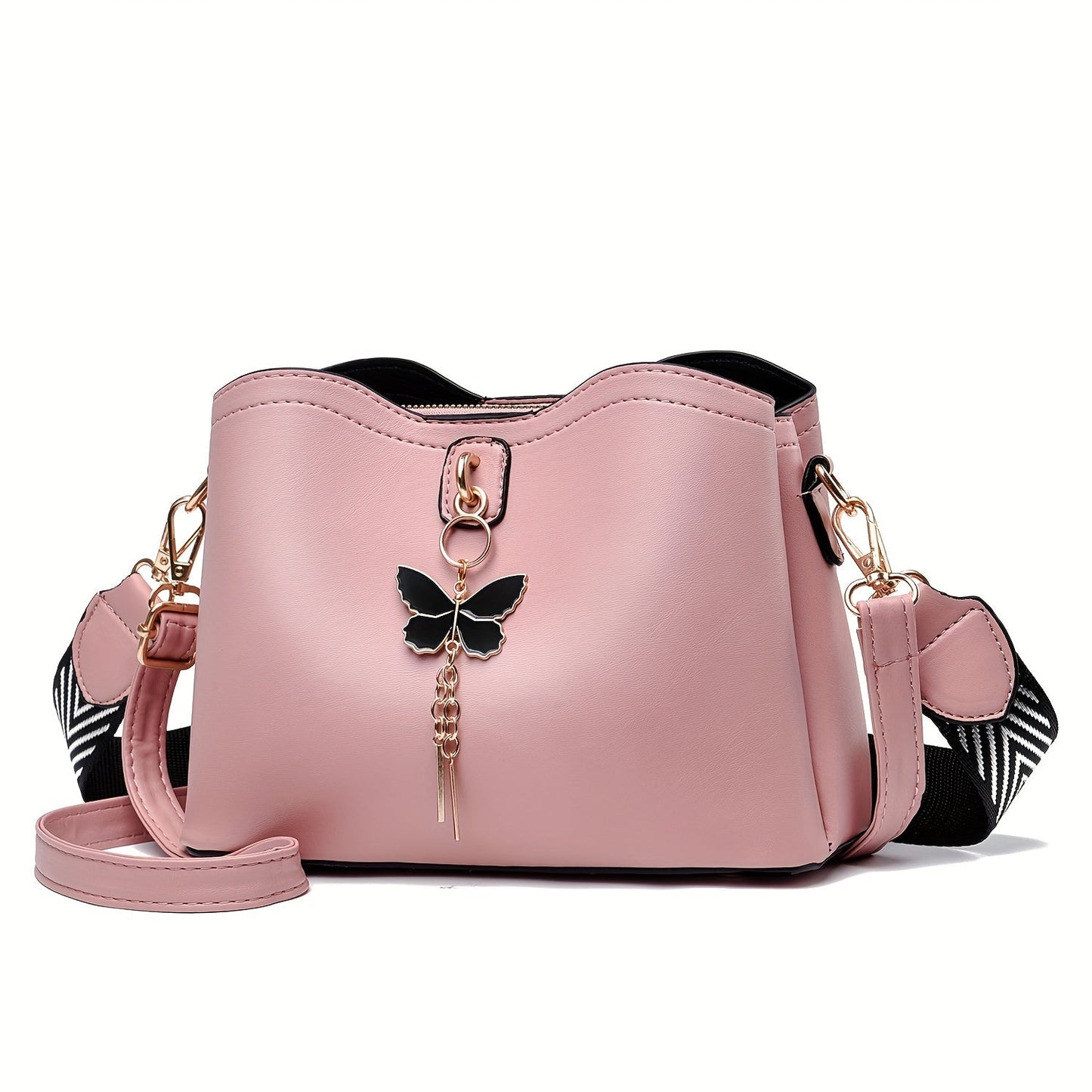 Womens Butterfly Bucket Crossbody Bag - Fashionable Compact Shoulder Bag - Fashionqueene.com-handbag