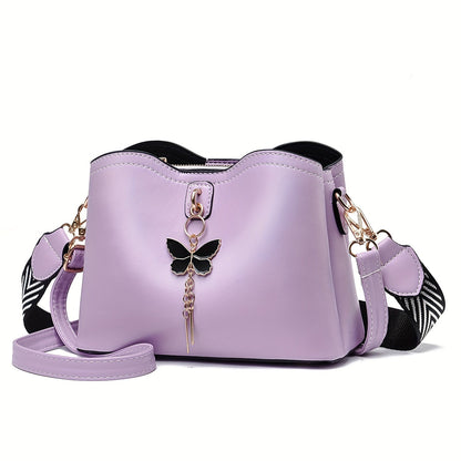 Womens Butterfly Bucket Crossbody Bag - Fashionable Compact Shoulder Bag - Fashionqueene.com-handbag