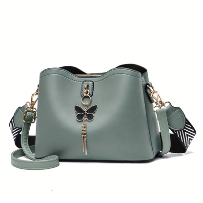 Womens Butterfly Bucket Crossbody Bag - Fashionable Compact Shoulder Bag - Fashionqueene.com-handbag