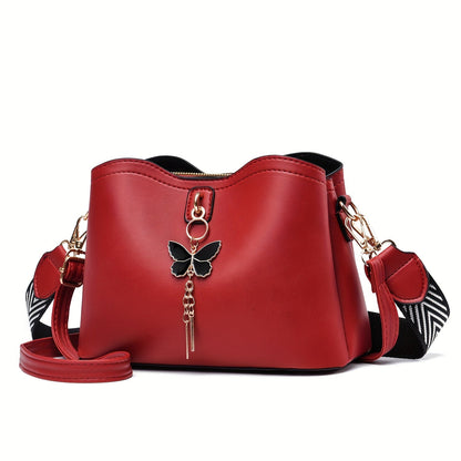 Womens Butterfly Bucket Crossbody Bag - Fashionable Compact Shoulder Bag - Fashionqueene.com-handbag