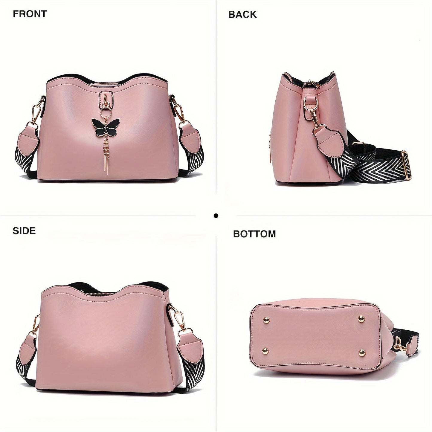 Womens Butterfly Bucket Crossbody Bag - Fashionable Compact Shoulder Bag - Fashionqueene.com-handbag