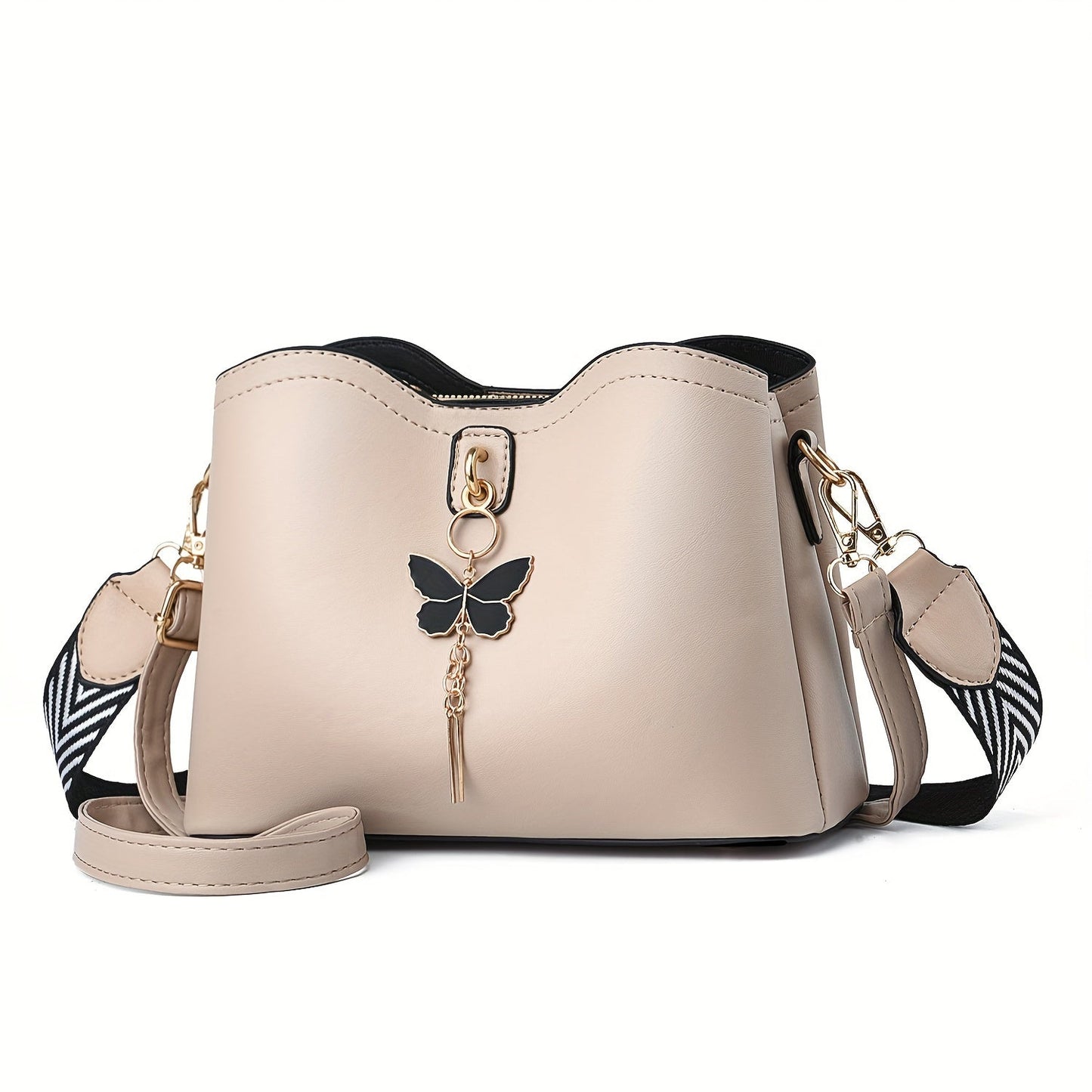 Womens Butterfly Bucket Crossbody Bag - Fashionable Compact Shoulder Bag - Fashionqueene.com-handbag