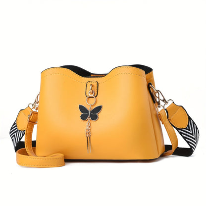 Womens Butterfly Bucket Crossbody Bag - Fashionable Compact Shoulder Bag - Fashionqueene.com-handbag