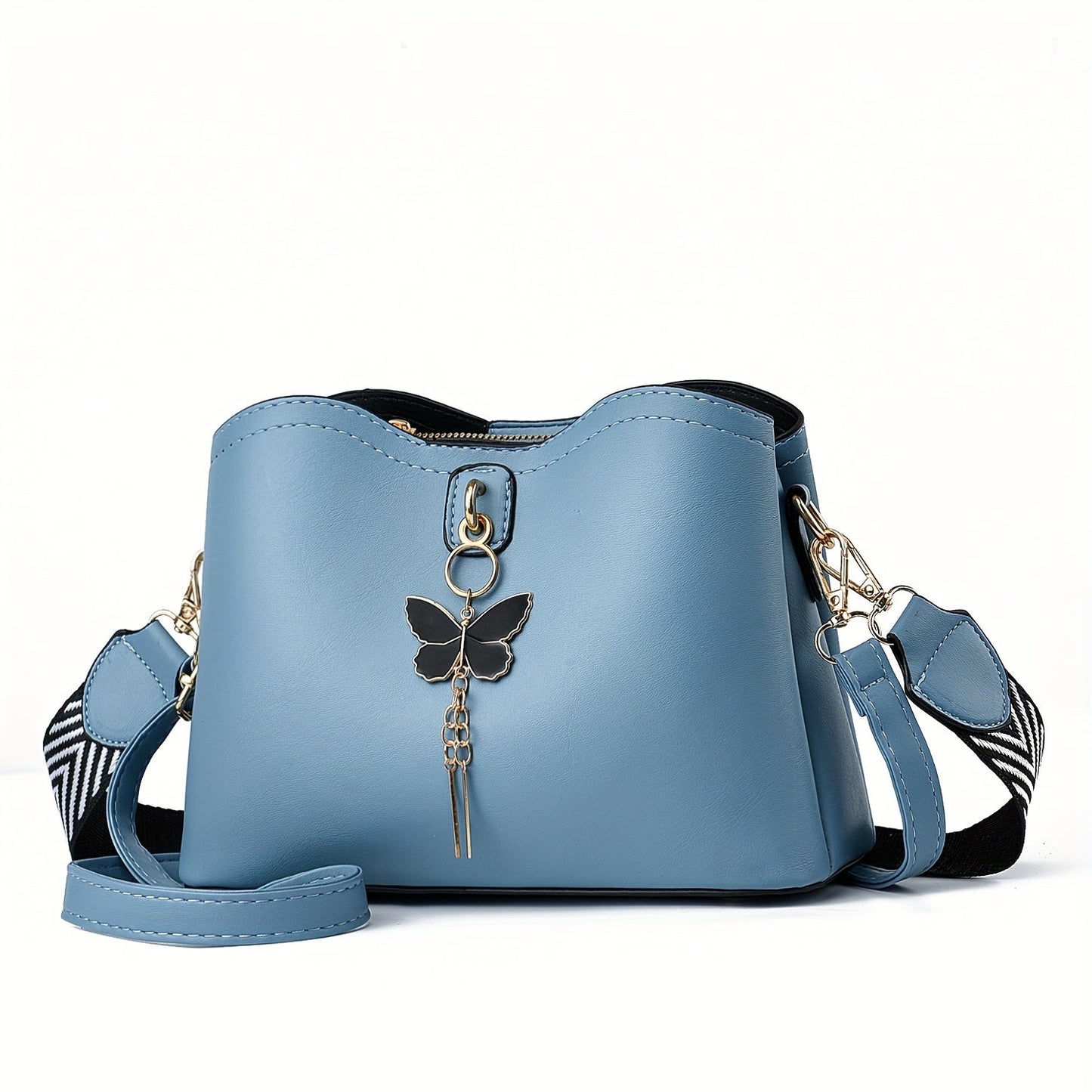 Womens Butterfly Bucket Crossbody Bag - Fashionable Compact Shoulder Bag - Fashionqueene.com-handbag