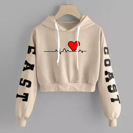 Y2K Letter Heart Print 90s Hoodie Woman Sweatshirt R Print Long Sleeve Short Tops Round Neck Sweatshirt Hooded Casual Daily Wear - Fashionqueene.com-hooded sweatshirt