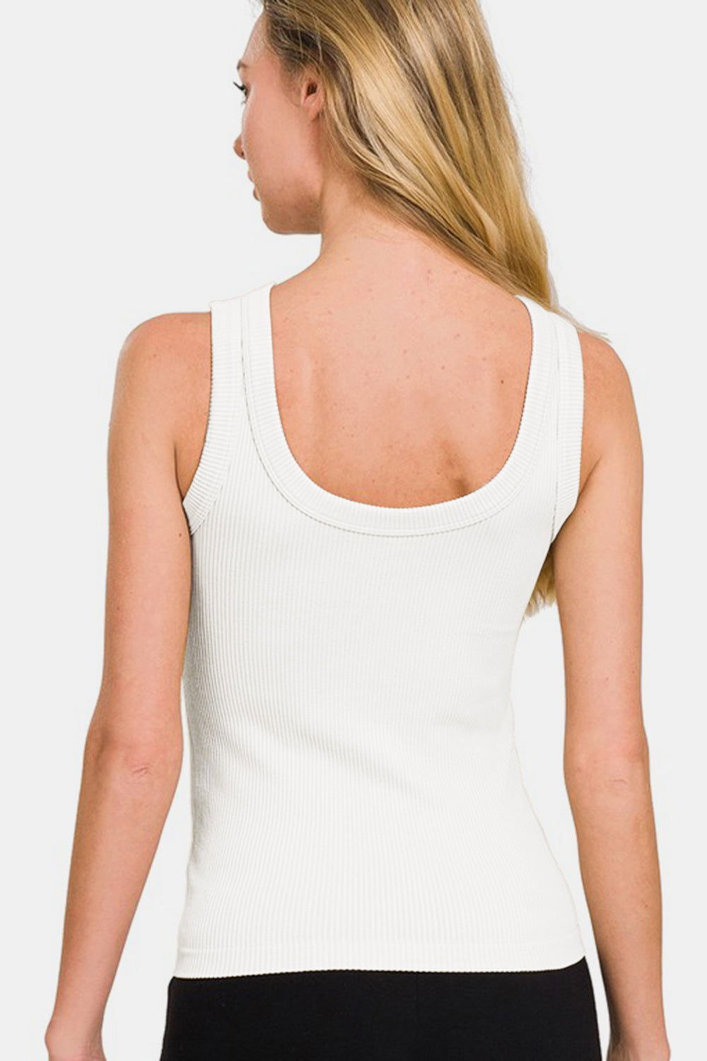 Zenana 2 Way Neckline Washed Ribbed Tank - Fashionqueene.com-Zenana 2 Way Neckline Washed Ribbed Tank