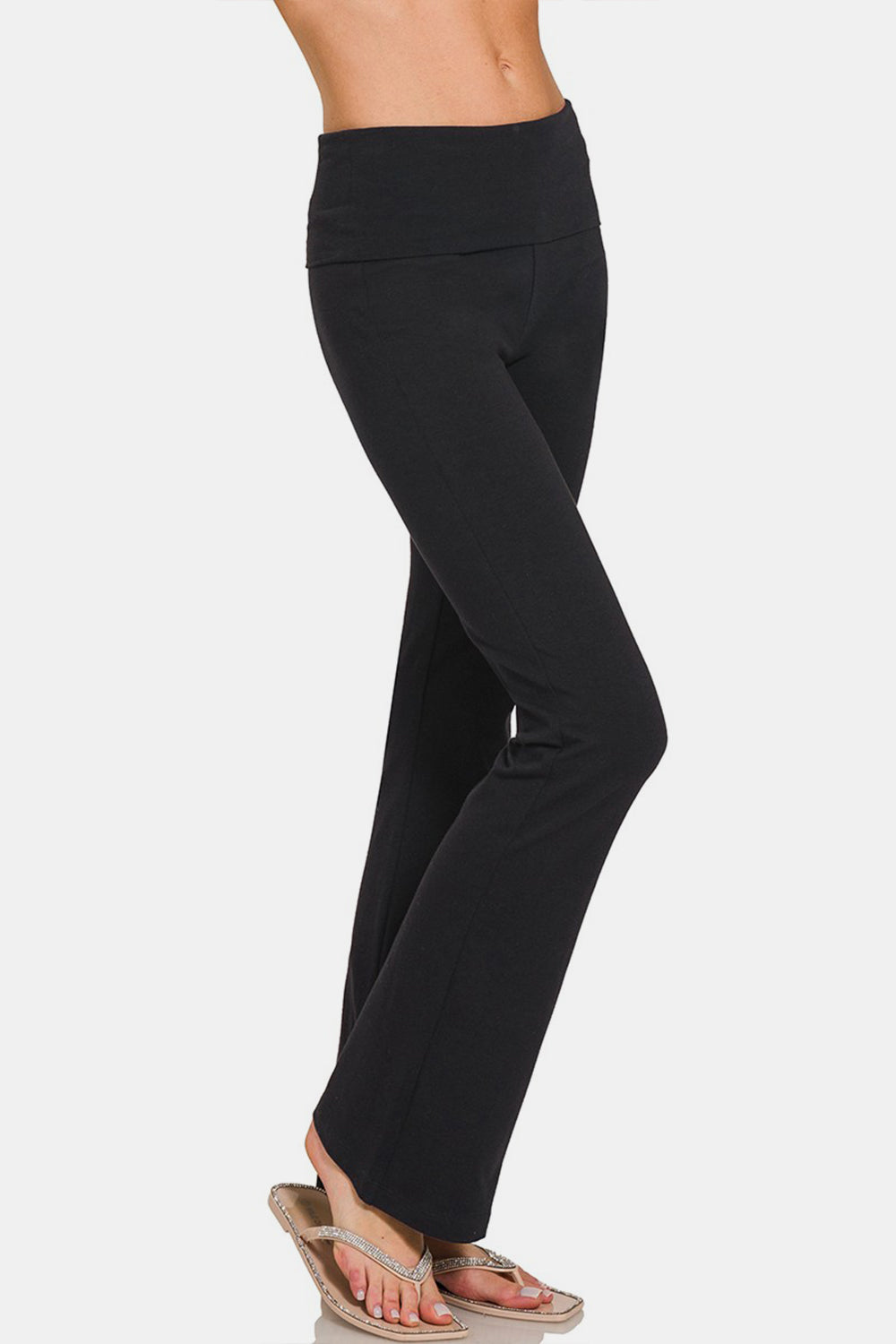 Zenana Full Size High Waist Wide Waistband Bootcut Active Pants - Fashionqueene.com-Zenana Full Size High Waist Wide Waistband Bootcut Active Pants