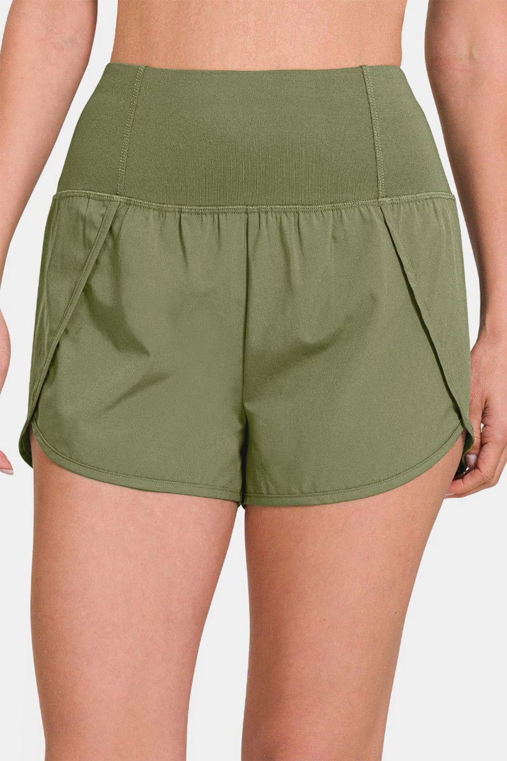 Zenana High-Waisted Zippered Back Pocket Active Shorts - Fashionqueene.com-Zenana High-Waisted Zippered Back Pocket Active Shorts