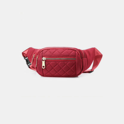 Zenana Quilted Multi Pocket Waist Belt Bag - Fashionqueene.com-Sling bag