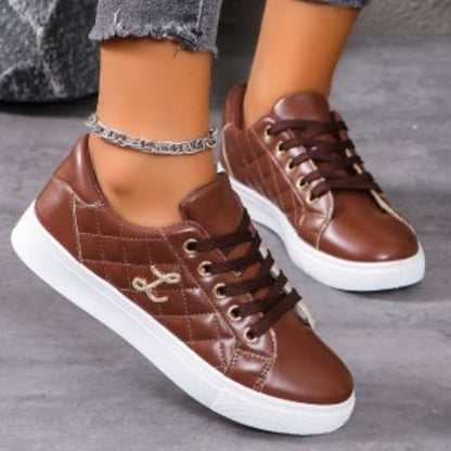 Lace Up Round Toe Sneakers Black / 38(US7) Black / 39(US8) Black / 40(US9) Black / 38(US7)-Black / 39(US8)-Black / 40(US9)-Brown / 35(US4)-Brown / 36(US5)-Brown / 37(US6)-Brown / 38(US7)-Brown / 39(US8)-White / 35(US4)-Brown / 40(US9)-White / 36(US5)-White / 37(US6)-White / 38(US7)-White / 39(US8)-White / 40(US9)-Black / 35(US4)-Black / 36(US5)-Black / 37(US6)-