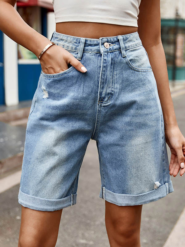 Chic High-Waisted Loose Jean Shorts with Buttoned Pockets GRAY / S GRAY / M GRAY / L GRAY / S-GRAY / M-GRAY / L-GRAY / XL-GRAY / 2XL-DEEP BLUE / S-DEEP BLUE / M-DEEP BLUE / L-DEEP BLUE / XL-DEEP BLUE / 2XL-LIGHT BLUE / S-LIGHT BLUE / M-LIGHT BLUE / L-LIGHT BLUE / XL-LIGHT BLUE / 2XL-