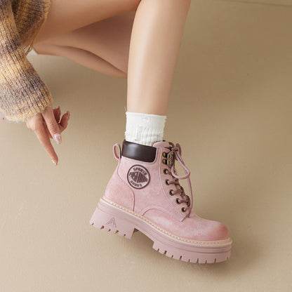 Round Toe Platform Lace Up Boots Caramel / 38(US7) Caramel / 39(US8) Caramel / 40(US9) Caramel / 38(US7)-Caramel / 39(US8)-Caramel / 40(US9)-Blush Pink / 35(US4)-Blush Pink / 36(US5)-Blush Pink / 37(US6)-Blush Pink / 38(US7)-Blush Pink / 39(US8)-Blush Pink / 40(US9)-Caramel / 35(US4)-Caramel / 36(US5)-Caramel / 37(US6)-