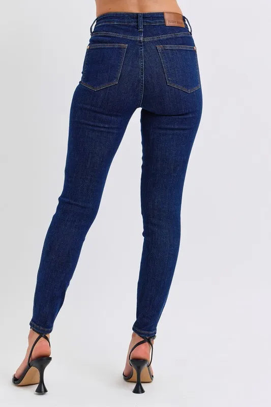 Judy Blue Full Size Midi Rise Tummy Control Classic Skinny Jeans Plus Size DK / 1(25) DK / 24W DK / 3(26) DK / 1(25)-DK / 24W-DK / 3(26)-DK / 5(27)-DK / 7(28)-DK / 9(29)-DK / 11(30)-DK / 13(31)-DK / 15(32)-DK / 14W-DK / 16W-DK / 18W-DK / 20W-DK / 22W-DK / 0(24)-