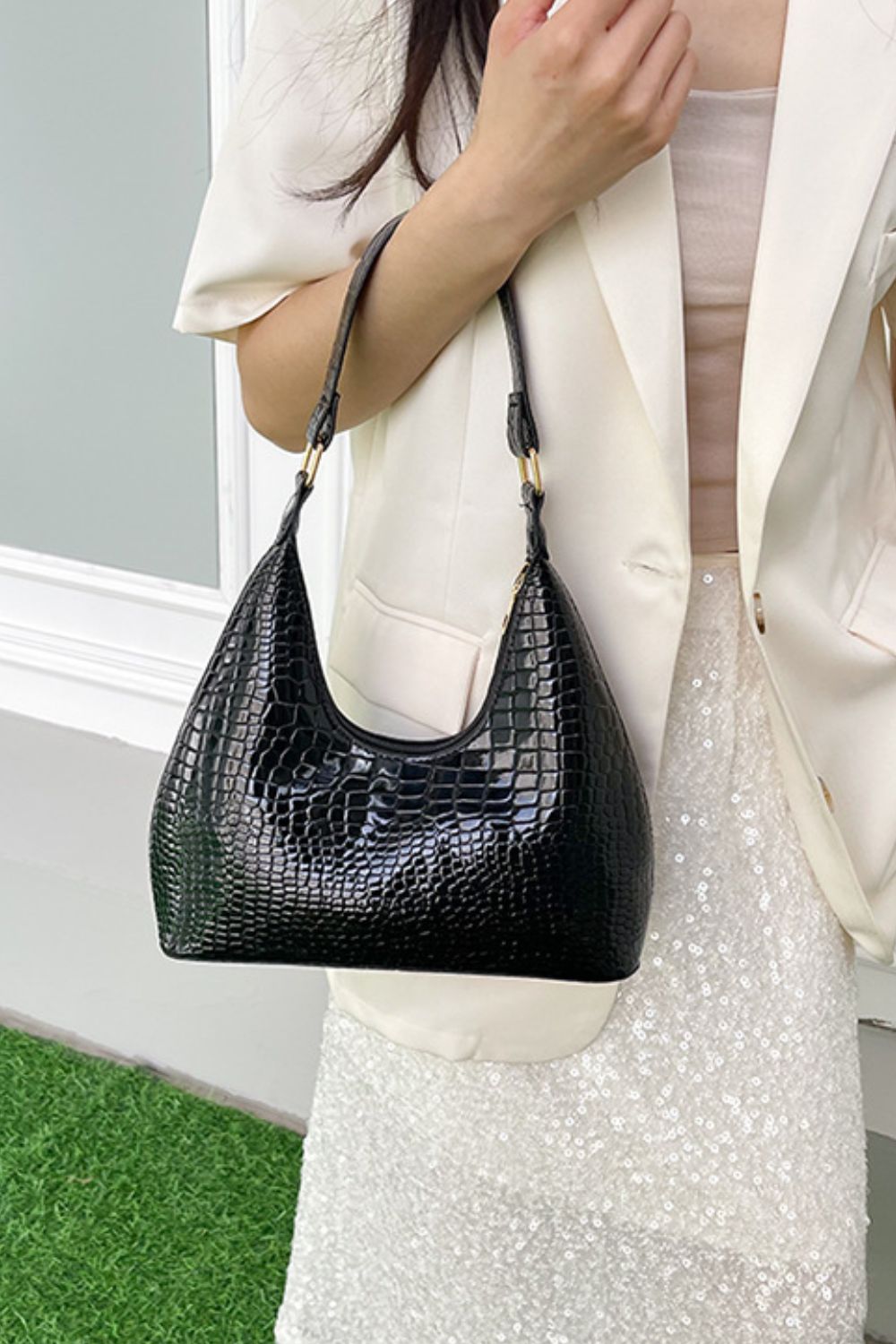 PU Leather Stone Texture Shoulder Bag