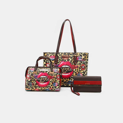 Nicole Lee USA 3-Piece Wild Lips Print Handbag Set Wild Lips / One Size Wild Lips / One Size-