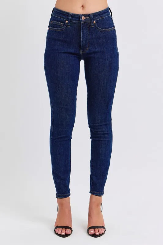 Judy Blue Full Size Midi Rise Tummy Control Classic Skinny Jeans Plus Size DK / 1(25) DK / 24W DK / 3(26) DK / 1(25)-DK / 24W-DK / 3(26)-DK / 5(27)-DK / 7(28)-DK / 9(29)-DK / 11(30)-DK / 13(31)-DK / 15(32)-DK / 14W-DK / 16W-DK / 18W-DK / 20W-DK / 22W-DK / 0(24)-